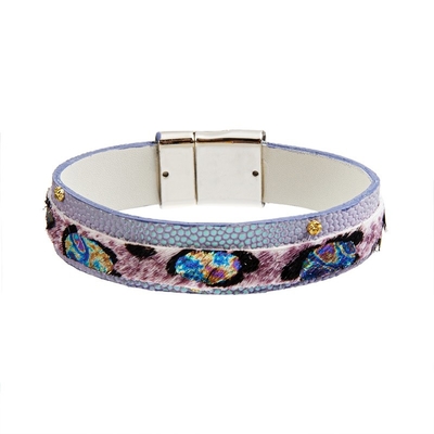 браслет животной печати mulitcolor Handmade кожаный, браслеты 18.5cm Boho шикарные