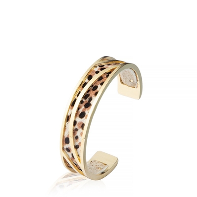 18.5cm ввело реверзибельные Handmade кожаные тумаки, покрытый золотом Bangle тумака 14K