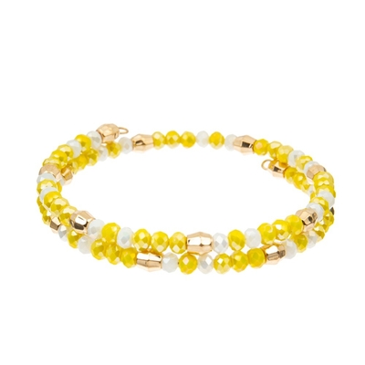 OEM Shinny лимонножелтые кристаллические браслеты шариков Bangle 2 слоев латунный