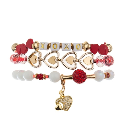 Шарм XOXO сердца золота подгоняет браслеты шариков имени Handmade для подарка девушки