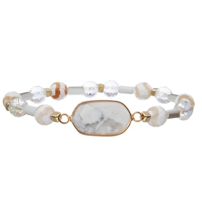 Браслет Boho Birthstone -го декабря Elasticated с белым естественным шармом бирюзы