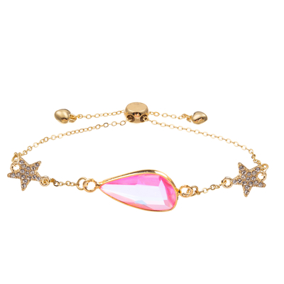 Браслет звена цепи циркона Bangle шарма формы звезды с Кристл покрытым золотом граненным