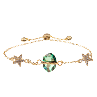 Браслет звена цепи циркона Bangle шарма формы звезды с Кристл покрытым золотом граненным