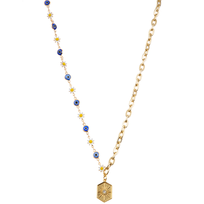 Multicolor вышитая бисером позолоченная драгоценная камень звена цепи 14K/ожерелье жемчуга/бирюзы привесное