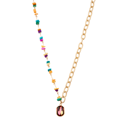 Multicolor вышитая бисером позолоченная драгоценная камень звена цепи 14K/ожерелье жемчуга/бирюзы привесное
