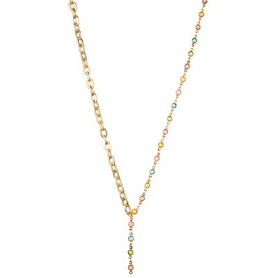 Multicolor вышитая бисером позолоченная драгоценная камень звена цепи 14K/ожерелье жемчуга/бирюзы привесное