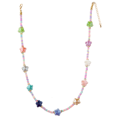 Multicolor вышитое бисером позолоченное ожерелье звена цепи 14K с бабочкой/цветком/шкентелем сердца/раковины/звезды