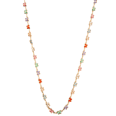 Multicolor вышитое бисером позолоченное ожерелье звена цепи 14K с бабочкой/цветком/шкентелем сердца/раковины/звезды