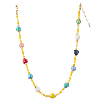Multicolor вышитое бисером позолоченное ожерелье звена цепи 14K с бабочкой/цветком/шкентелем сердца/раковины/звезды