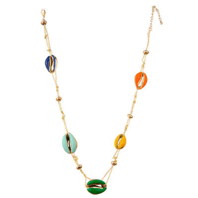 Multicolor вышитое бисером позолоченное ожерелье звена цепи 14K с бабочкой/цветком/шкентелем сердца/раковины/звезды