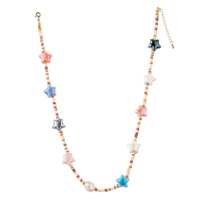 Multicolor вышитое бисером позолоченное ожерелье звена цепи 14K с бабочкой/цветком/шкентелем сердца/раковины/звезды