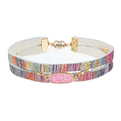 Браслет радуги Богемии Handmade кожаный, кожаный Wristband обруча 15g