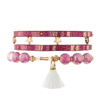 Браслет кожи года сбора винограда силы пинка девушки с Handmade белым Tassel