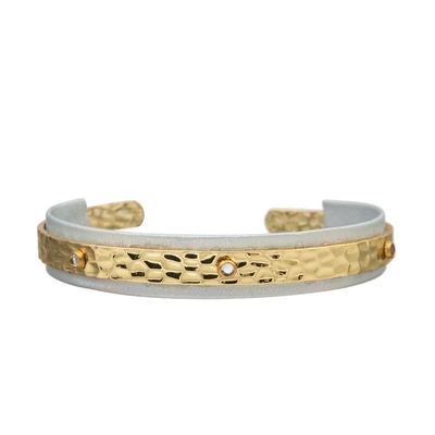 Bangle металла молотка браслета женщин ювелирные изделия серого кожаного открытые вдохновляющие
