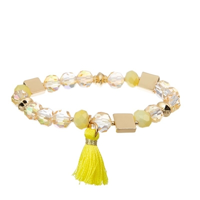 Желтый пакет браслета Tassel сплетенный Boho эластичный Stackable на подросток
