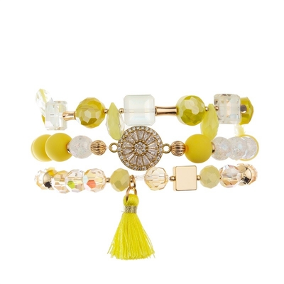 Желтый пакет браслета Tassel сплетенный Boho эластичный Stackable на подросток