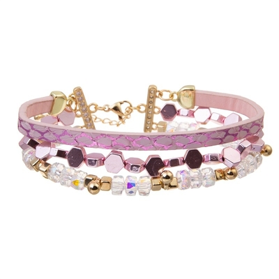 Браслет сияющего розового Multi слоя стиля Boho Stackable установил 6,5&quot; для женщин