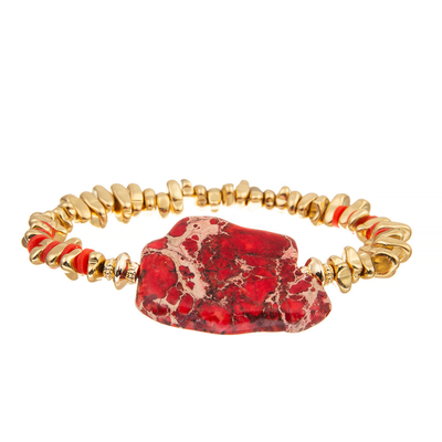 Золото браслета покрыло сломленный задавленный каменный Bangle с красным незаконным камнем